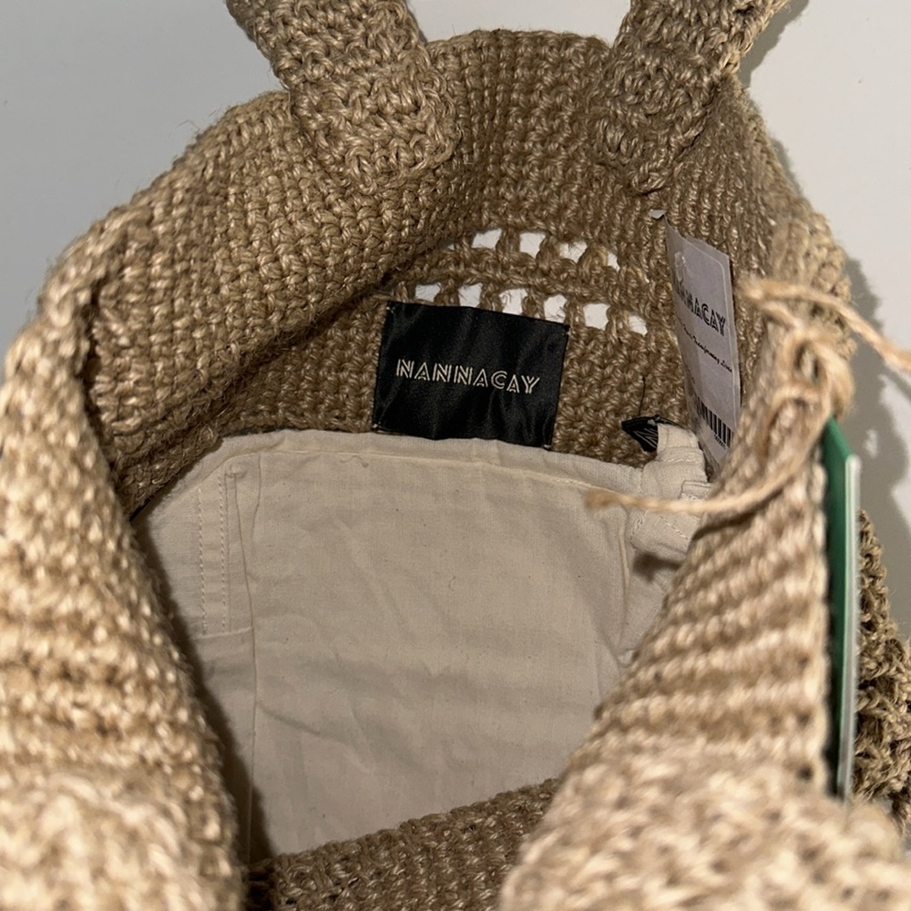 NANNACAY Brazil *Cilbene* brown crochet leather beach boho bag - Picture 5 of 6